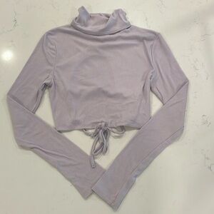 Thin Long Sleeve Crop Top Lilac